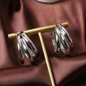 Glossy Silver Hoop Earrings